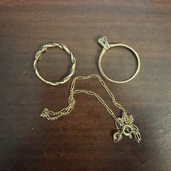 Natural Diamond 14 K Gold And 14 K Necklace 