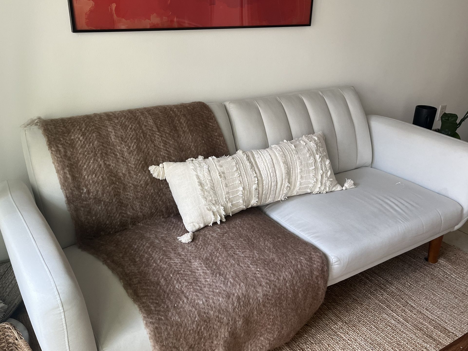 Modern Light Tan Foldable Loveseat Sofa - Great Condition!