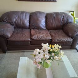 Brown Leather Sofa 