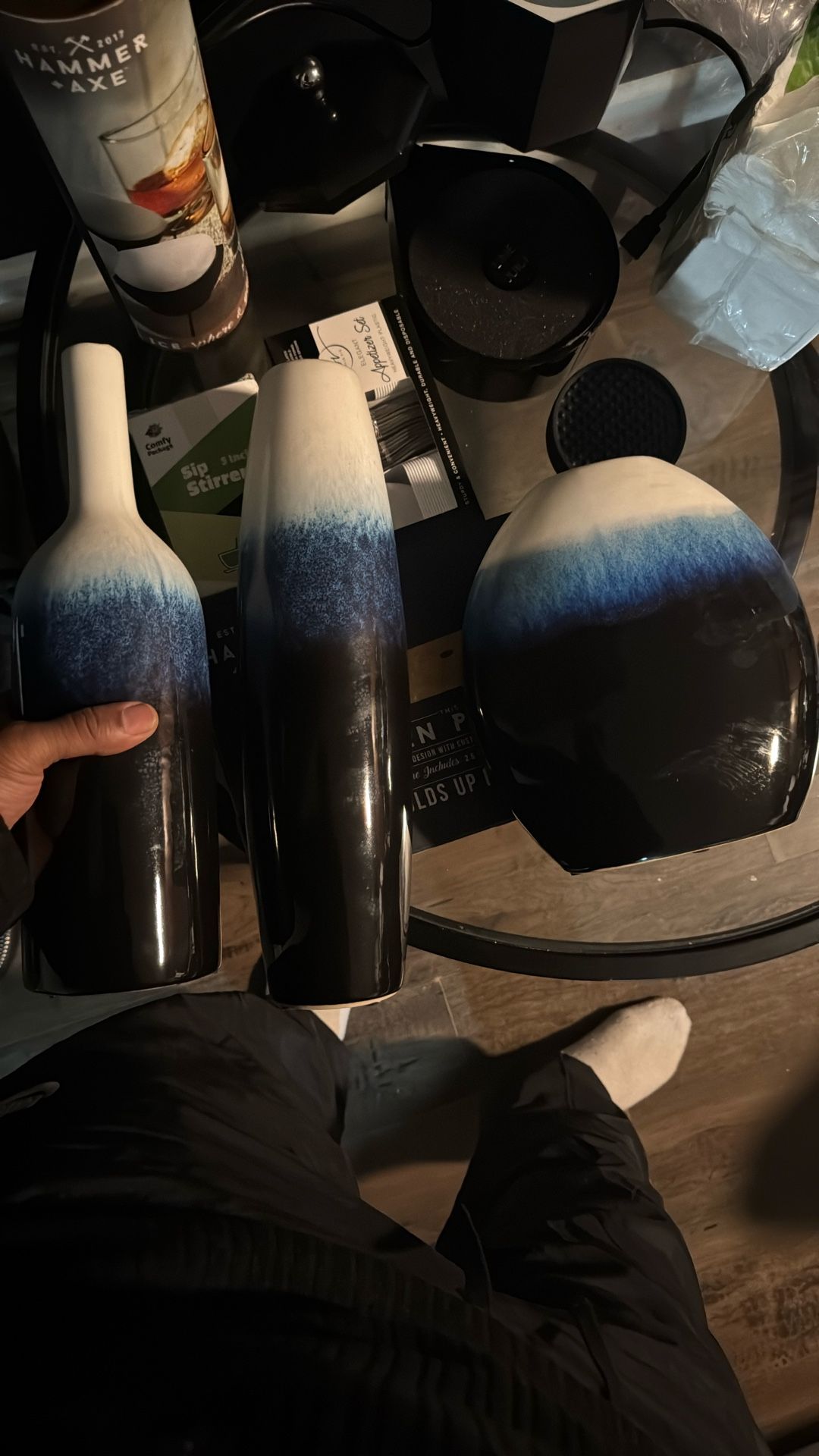 Livabliss Blue Ceramic Modern Vase