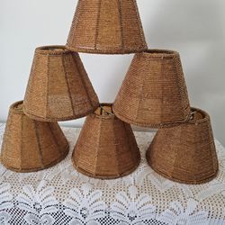 $30.00 - (6) Gorgeously Beaded Small Lampshades (Clip-On) - Like New Condition!