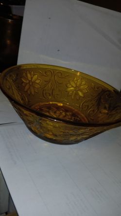 Amber Tira Glass Bowl