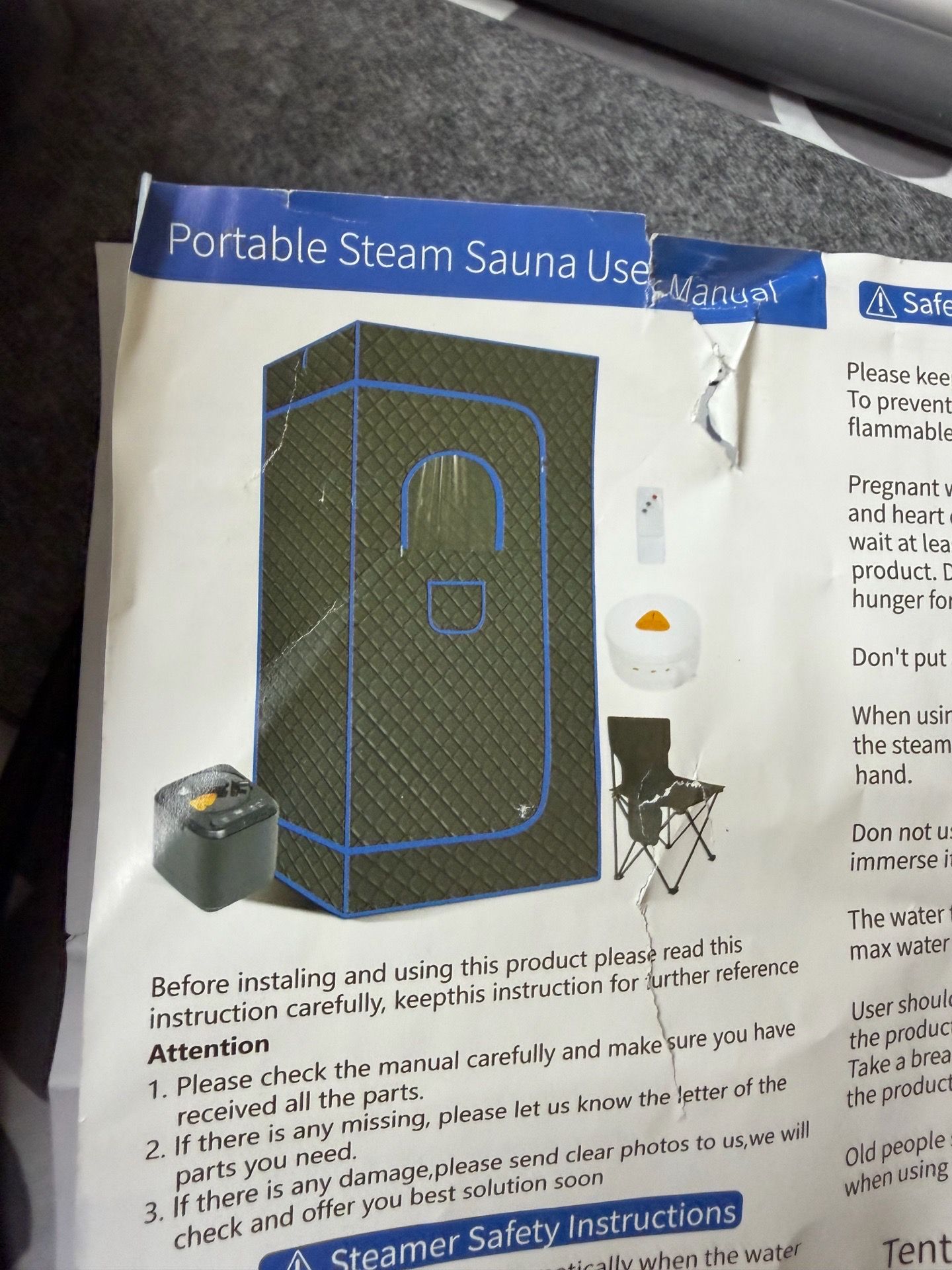 New portable sauna tent kit with folding chair and remote control