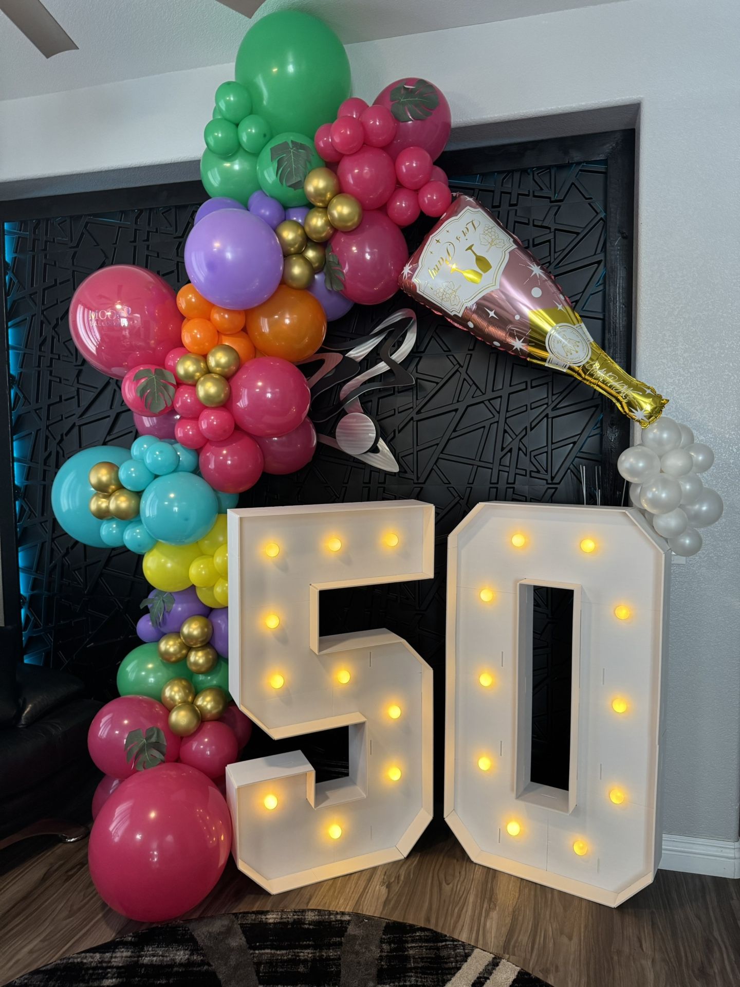 Balloon Garland 50 Marquee Number Custom Luxury Event Decor