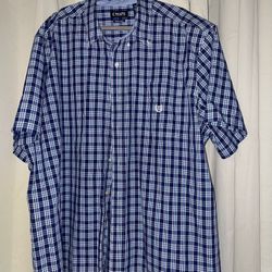 Chaps Navy and White Plaid Casual Shirt 3X