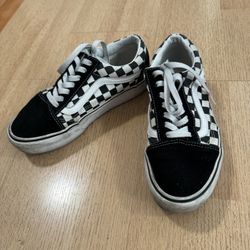 Vans Old Skool Checkerboard Platform Shoes, Women US 7.5