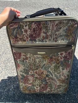 Vintage Jaguar Floral Carry On Suitcase