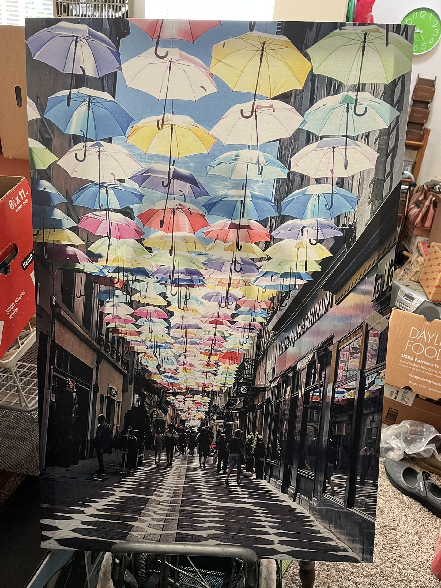 Colorful Umbrella Street Canvas