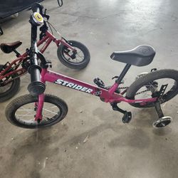 14" Strider WitH Crank Kit And Training Wheels