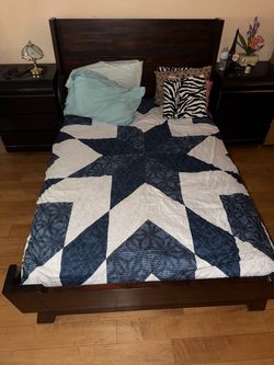 Dark Wood full Bed Frame with Headboard
