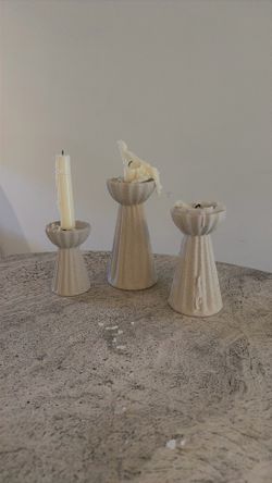 Travertine/stone Candlestick Holders