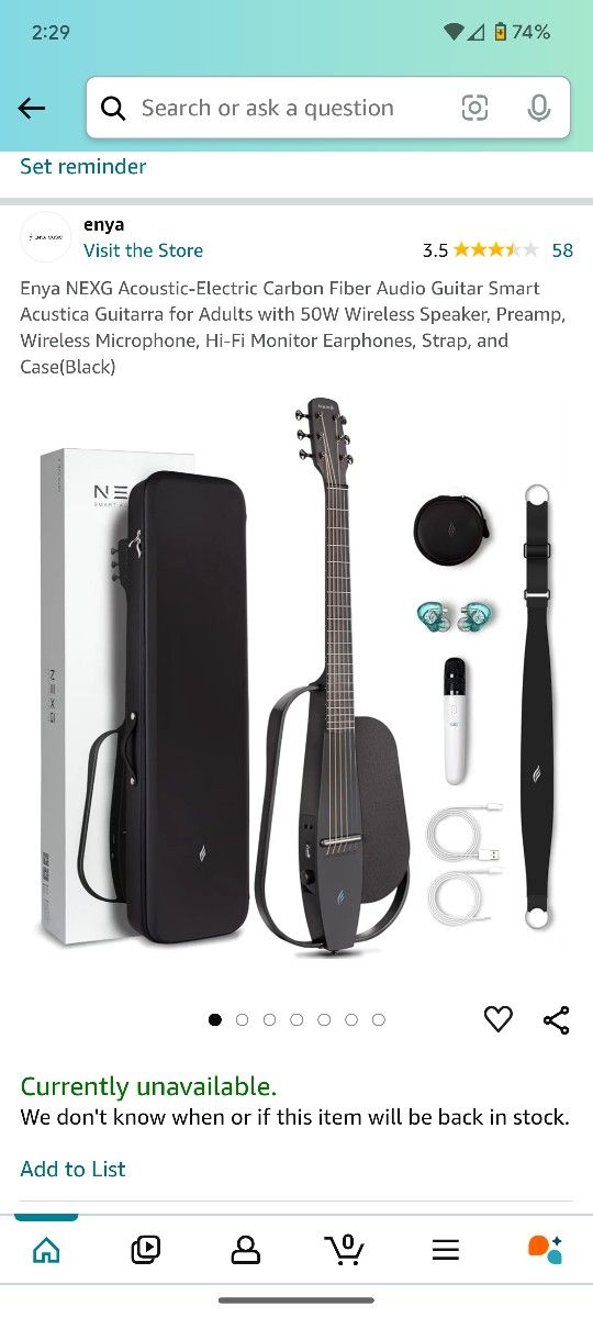 Enya NEXG Acoustic-Electric Carbon Fiber Audio Guitar Smart Acustica Guitarra for Adults with 50W Wireless Speaker, Preamp, Wireless Microphone, Hi-Fi