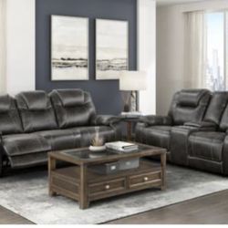 BeaufyFlannery Polished Microfiber Sofa and Loveseat Reclining SET