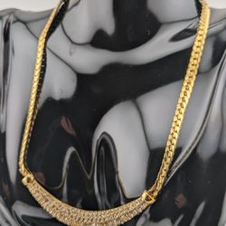Original DIOR NECKLACE CRYSTAL RHINESTONE GOLD TONE VINTAGE AUTHENTIC