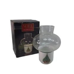 Vintage Salem Noel Large  Hurricane Lamp Candle Holder 8" H Glass And Porcelain