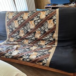Hawaiian Design Real Wood Futon Couch And Single Chair