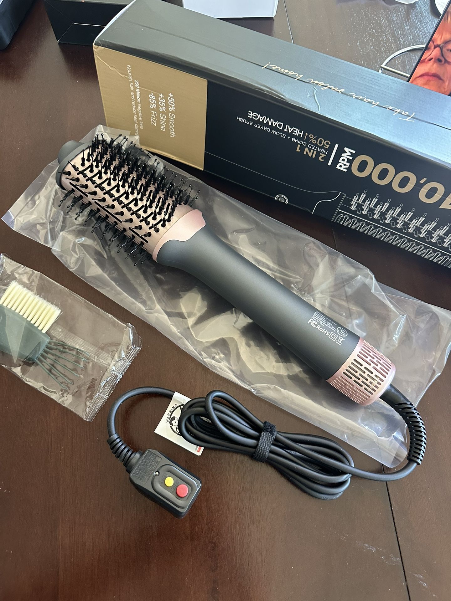 Blow Dryer Brush Hair Straightener: High Speed Hot Air Styler 110,000 RPM for Fast Drying Straightening Volumizing, One Step Volumizer with PTC Smooth