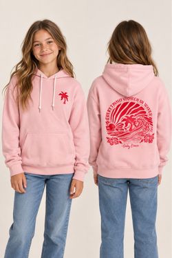 Pink Tropical Graphic Hoodie – Kids XL – Priced to Sell!