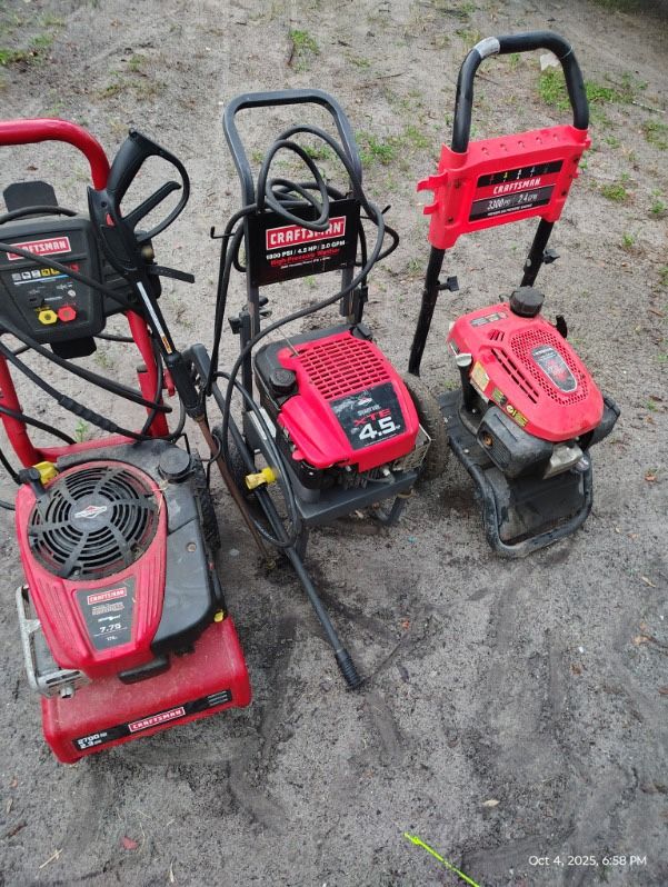 3 pressure washers, various models.$120 need carborator clean. Located Mount Dora Fla 32757