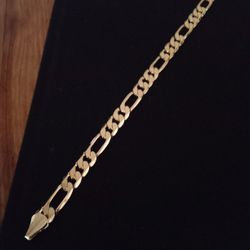 Gold 14k Deep Plated Figaro Bracelet Jewelry 