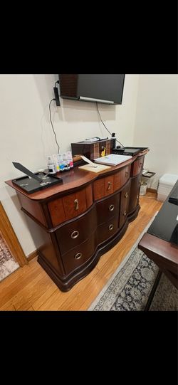 Traditional Wood Dresser with Brass Hardware