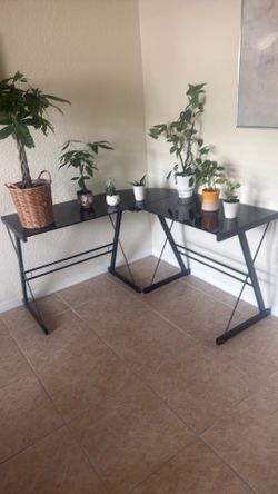 Corner glass desk