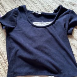 blue cute crop