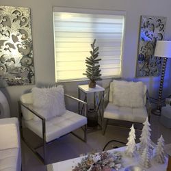 Set Of 2  White Chair 