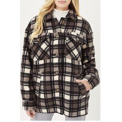 WOMENS PLAID BUTTON DOWN SHACKET SIZE SMALL 