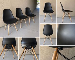 Set of 3 Modern Black Dining Chairs – Wood Legs – Clean & Sturdy