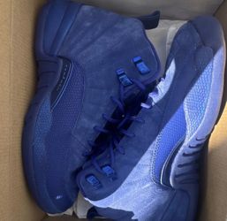 Jordan Air Jordan 12 Retro BG Blue Suede High Top Sneakers Youth 7Y