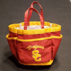 USC TROJANS BEER BUCKET COOLER GAME DAY SNACK LUNCH BEVERAGE SOFT SIDE CANVAS TOTE BAG