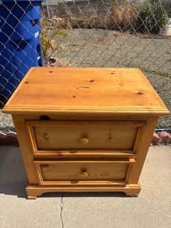 Pine Wood 2 Drawer Nightstand