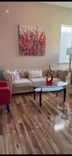 Beige Tufted Chesterfield Sofa
