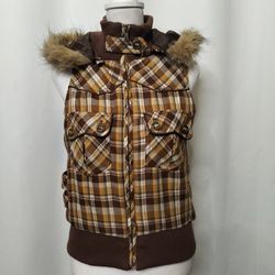 Girls Forever Golden Brown Fur Vest Jacket (Small)