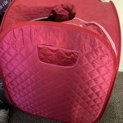 ETE ETMATE Portable Personal Steam Sauna SPA for Weight Loss Detox Therapy, Foldable Sauna Box with Steamer (Red)