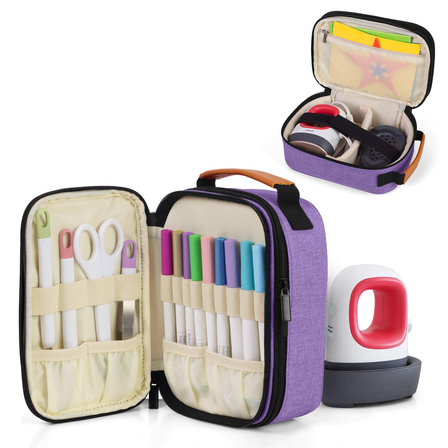 Double-Layer Carrying Case Compatible with Cricut Easy Press Mini, Purple Tote Bag (Bag Only)