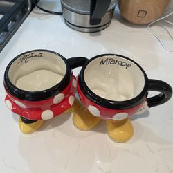 Pair of Mickey and Minnie Disney Coffee Mugs