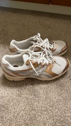 ASICS White and Rose Gold Sneakers