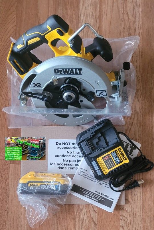 Dewalt 20v XR Brushless Cordless 7-1/4" Circular Saw, 5ah Powerstack Battery and Charger $220 Firm Pickup Only