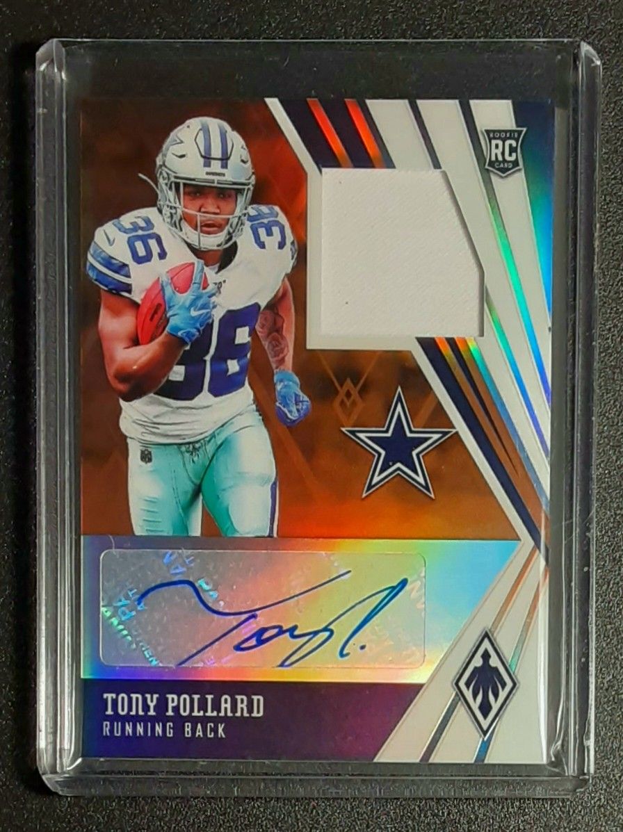 Tony Pollard Rookie Auto Jersey Relic 15/199 2019 Panini Phoenix #RJA-TP Dallas Cowboys