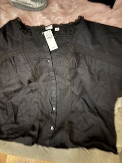 Black Lace Ruffle Top Gap Size L