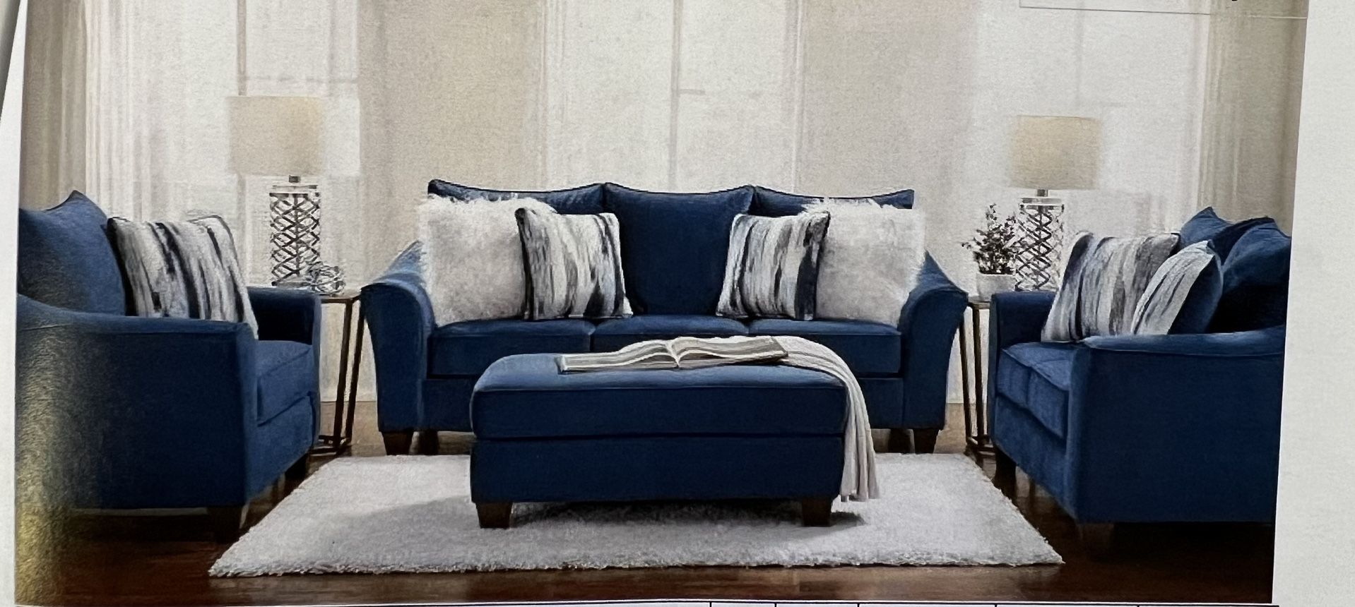 Couch $600 loveseat $600 chair $400 cocktail ottoman $250 brand new