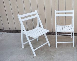 2 White Wood Chairs 