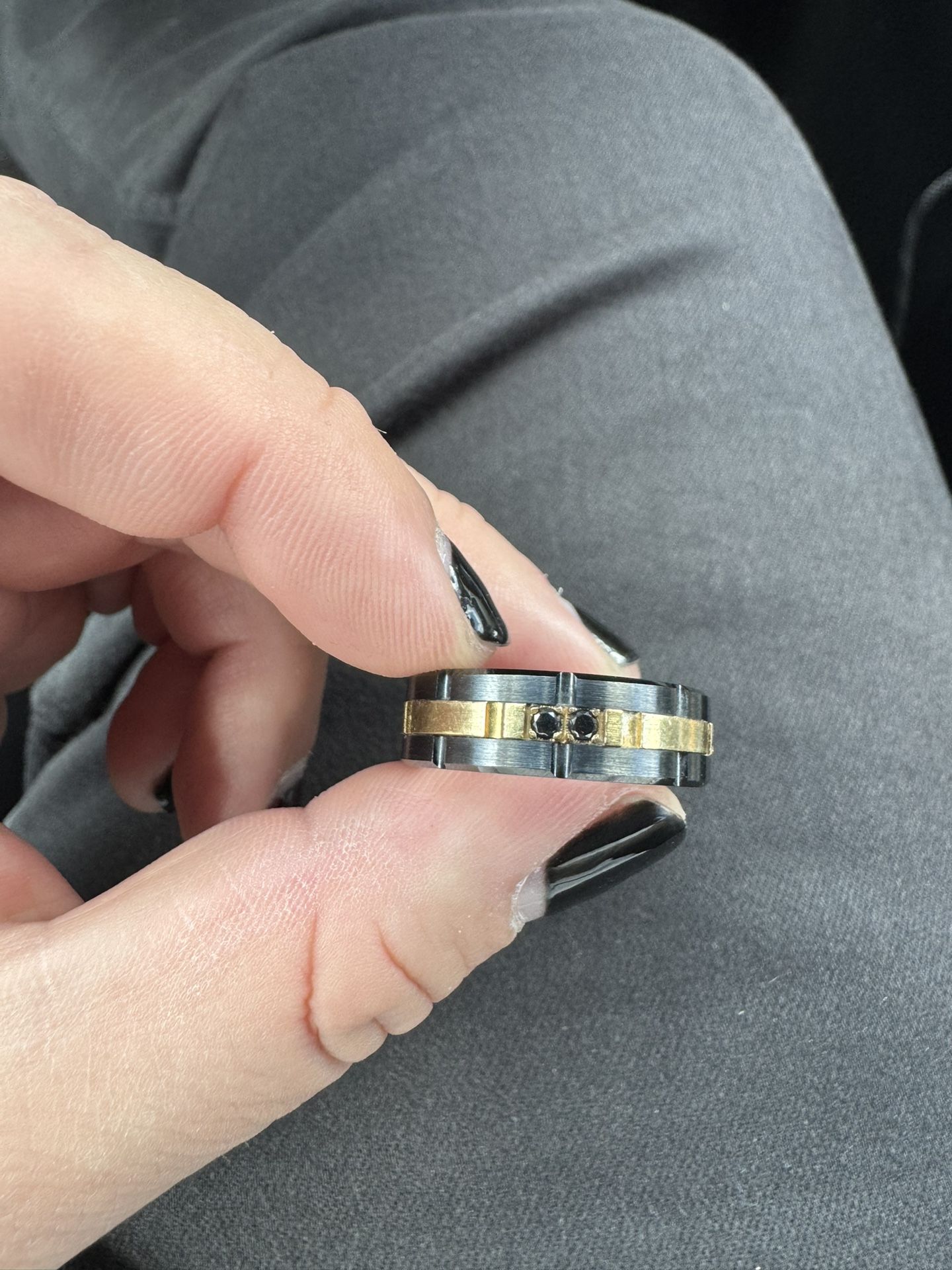 Tungsten Black And Gold Ring