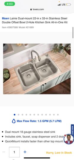 New In Box Moen Lainie Stainless Steel Kitchen Sink All In One Kit MAKE OFFER