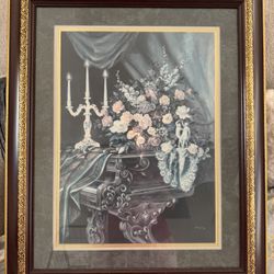 Large Vintage Home Interiors Wall Art – Still Life with Piano