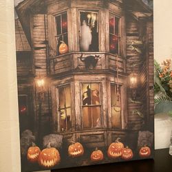 Light Up Halloween Canvas Picture Art Wall Decor 