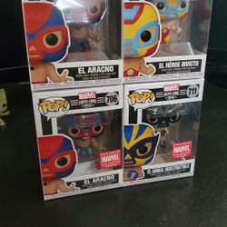 Marvel Funko Pop Lucha Libre Set Of 4 Aracno Heroe Invicto Animal Indestructible New Spiderman Iron Man Hulk