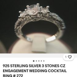 Ring No Clue What Size , It's Sterling Silver Wedding Cocktail Engagement Ring I'll Take 20 For It 